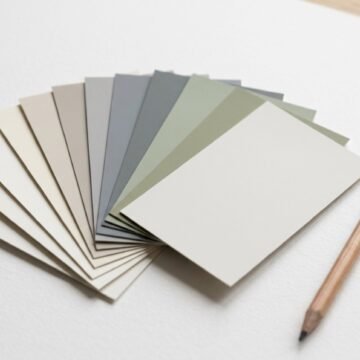Row of neutral paint swatches showing warm, cool and green undertones side by side